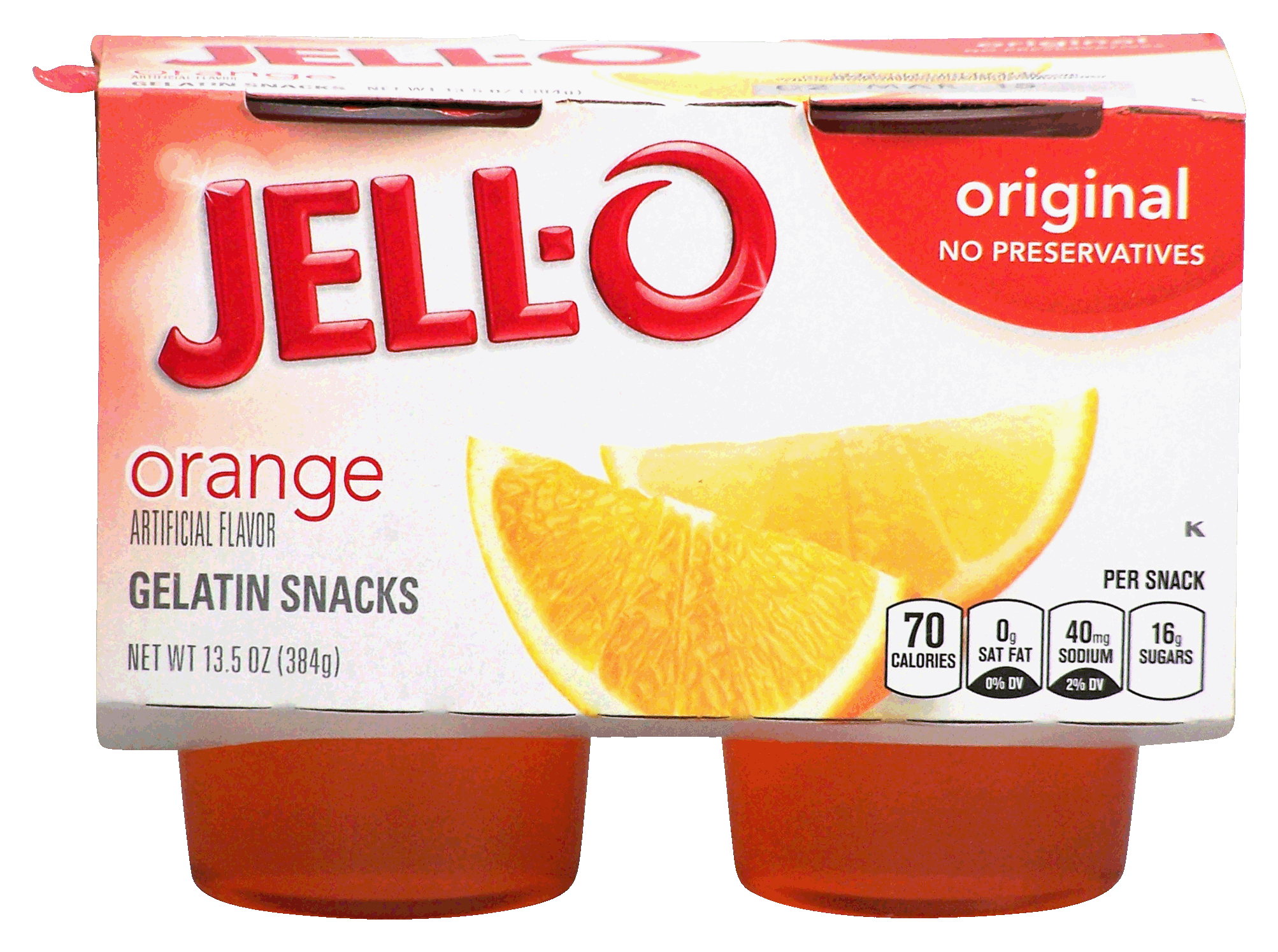 Jell-o  orange gelatin snacks, 4 cups, refrigerated item Full-Size Picture